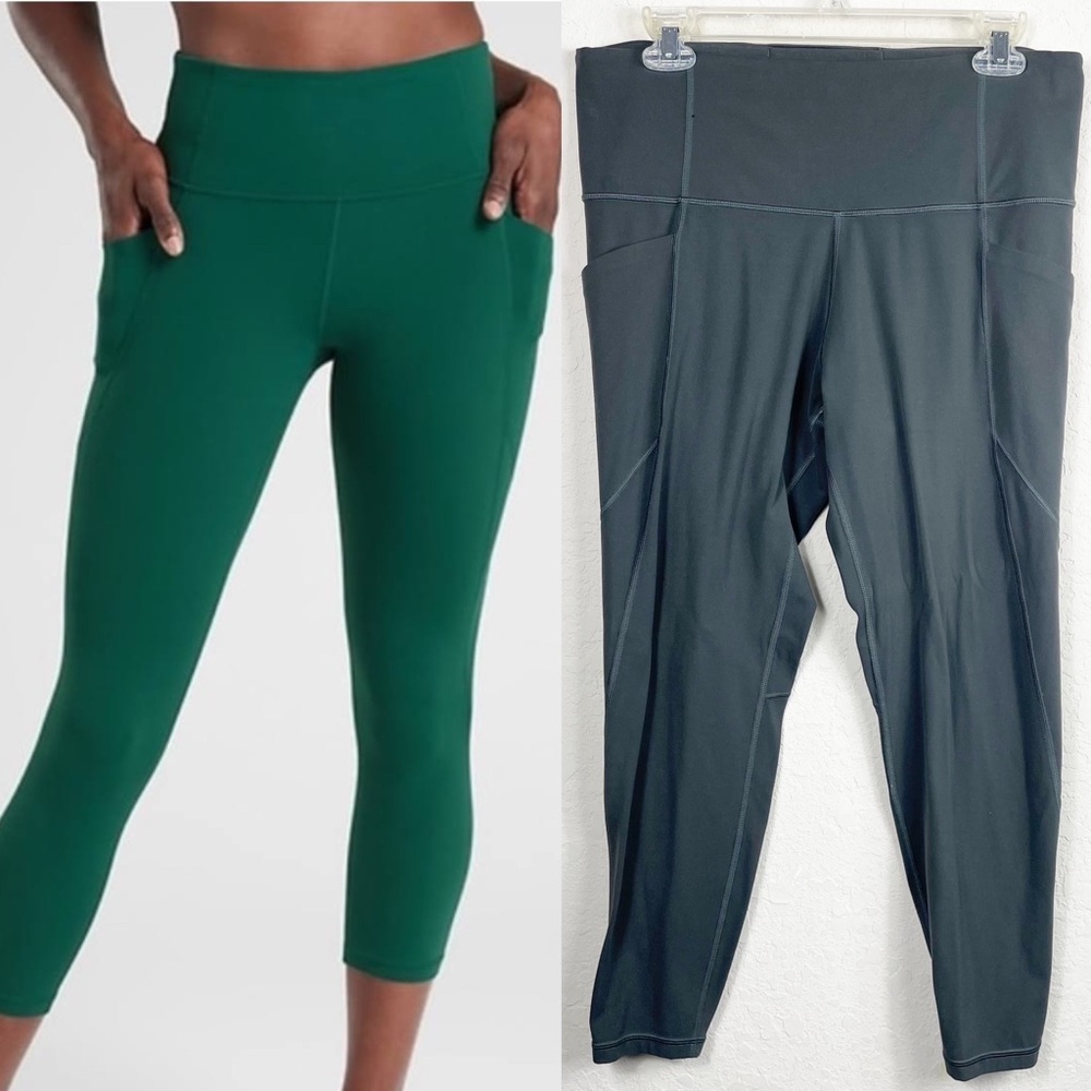 Athleta salutation stash olive green crop leggings size 1X